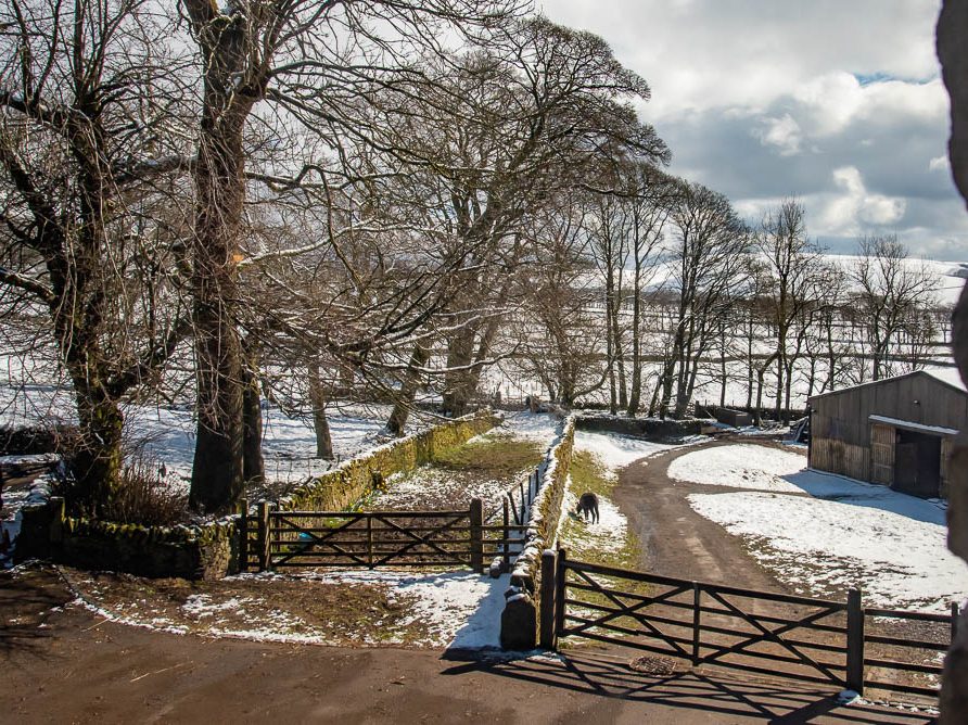 View from converted barn accommodation at Rushop Hall, the Peak District