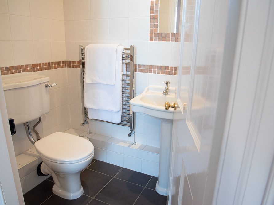 En suite bathroom in Rushop Hall farmhouse, the Peak District