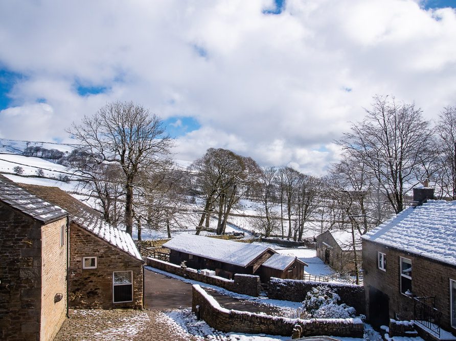 Peak District accommodation with views over farms and hills