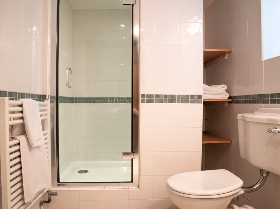 Private bathroom in the Pepper Pot cottage at Rushop Hall - accommodation in the Peak District