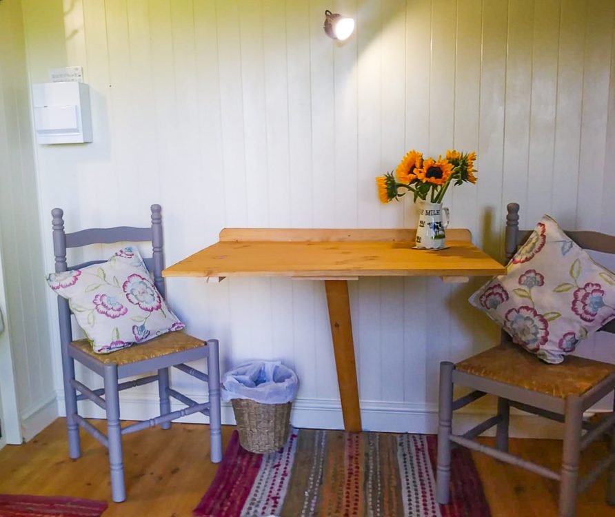 Shepherd's hut dining area - Self-contained romantic Peak District accommodation