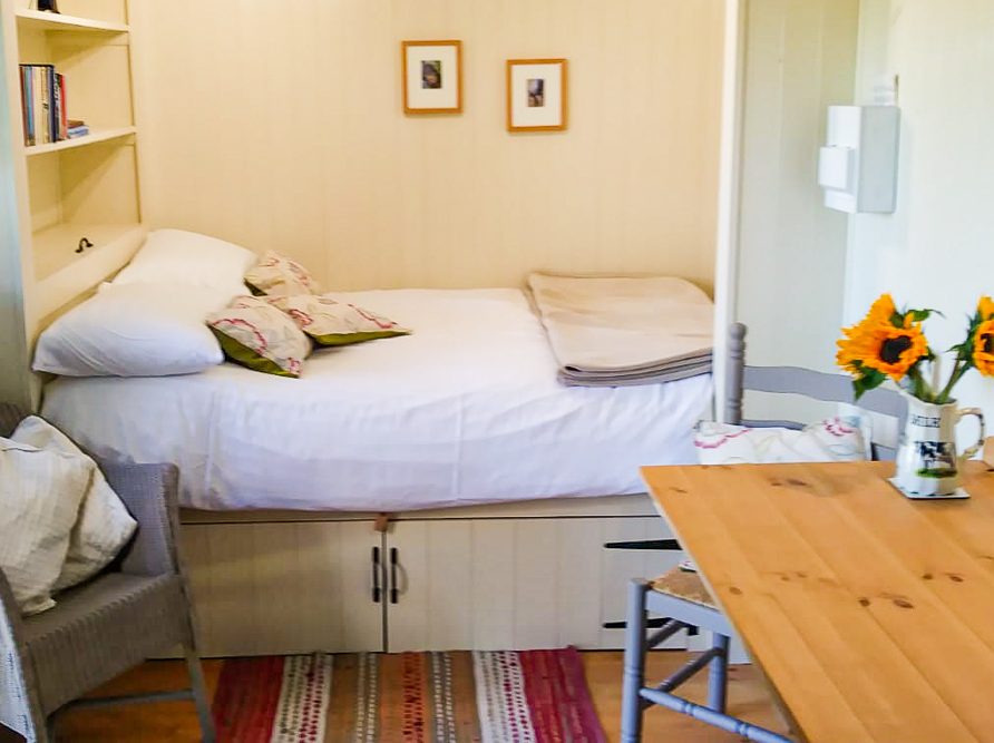 Shepherd's Hut bedroom at Rushop Hall, near Chapel-en-le-Frith