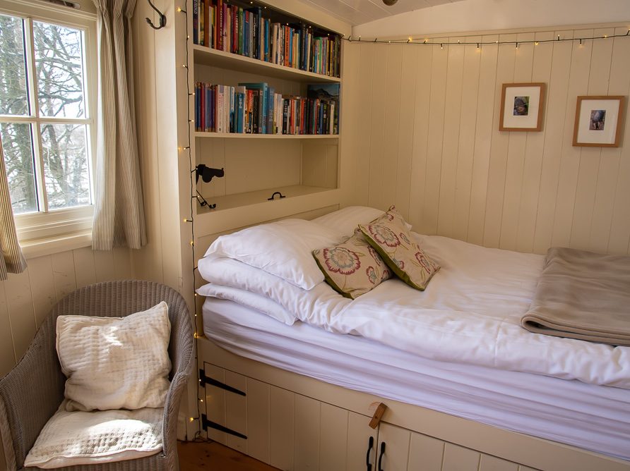 Shepherd's Hut romantic accommodation for couples at Rushop Hall