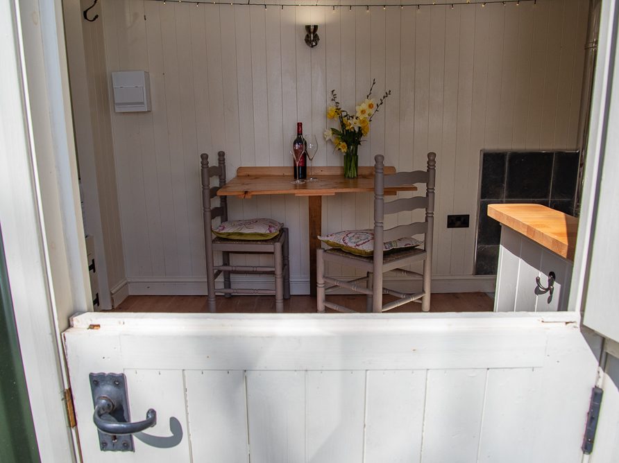 Shepherd's Hut romantic accommodation for couples at Rushop Hall