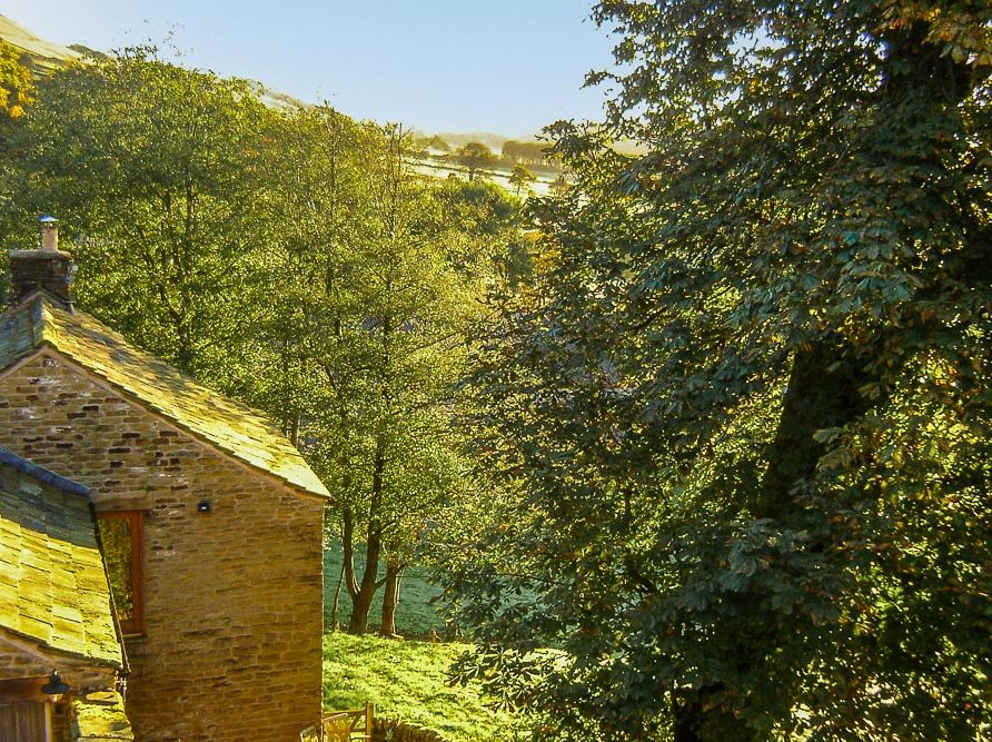 Peak District and farm views from Rushop Hall