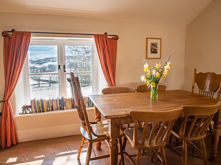 Dining room in Top Tack family friendly cottage at Rushop Hall - accommodation in the Peak District