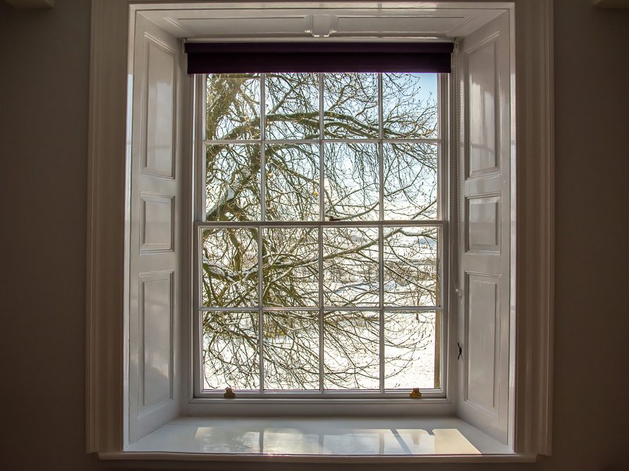 Views from the guest room with en suite bathroom in the Rushop Hall farmhouse