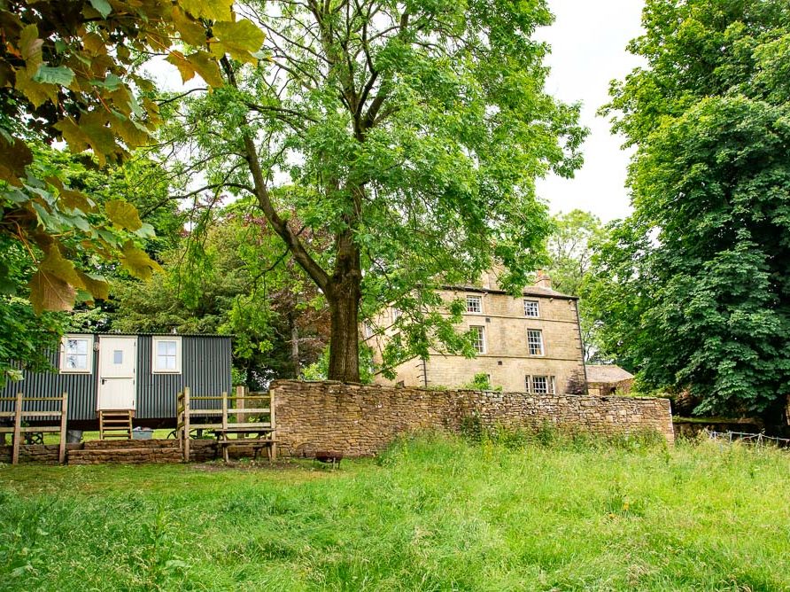 Shepherd's hut accommodation at Rushop Hall near Castleton